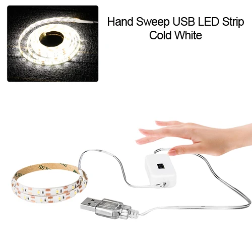 Hand sweep white Ручной развертки сенсор зеркало для спальни и гардеробной светильник макияж туалетный светильник Гибкая USB Светодиодная лента подсветка для ванной комнаты гардероб - Испускаемый цвет: Hand sweep white