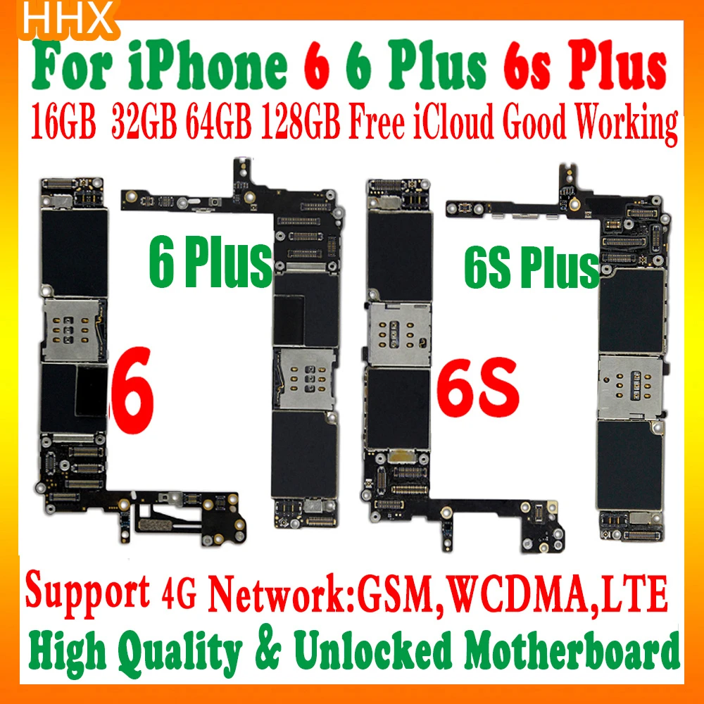 Free Shipping Original For Iphone 6s Plus 6 Plus 6 6s Motherboard 16g 32g 64g 128gb Free Icloud Unlocked Main Logic Boards Mobile Phone Antenna Aliexpress