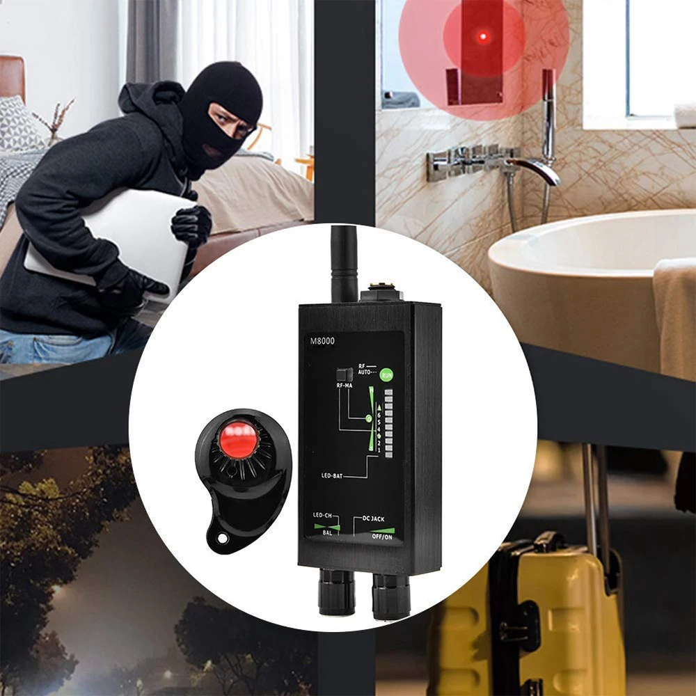 M8000 Radio Anti-Spy Detector GSM RF Signal Auto Tracker Detectors GPS Tracker Finder Bug with Long Magnetic LED Antenna