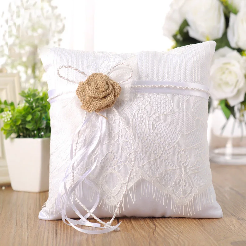 European American Style Ring Pillow Portable Romantic Large Size Ring Pillow White