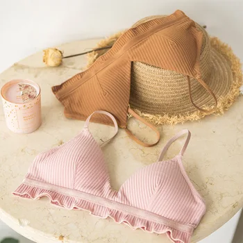 

Wasteheart Women Lace Trim Cotton Panties Underwear Sexy Lingerie Sets Bra Set Luxury France Seamless Seducive Lingerie Sets