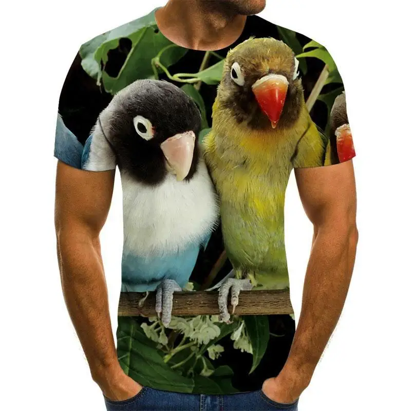 2021 summer new style 3D printing birds men's and women's casual T-shirt fashion trend young handsome T-shirt top 2021 summer new style 3D printing birds men's and women's casual T-shirt fashion trend young handsome T-shirt top