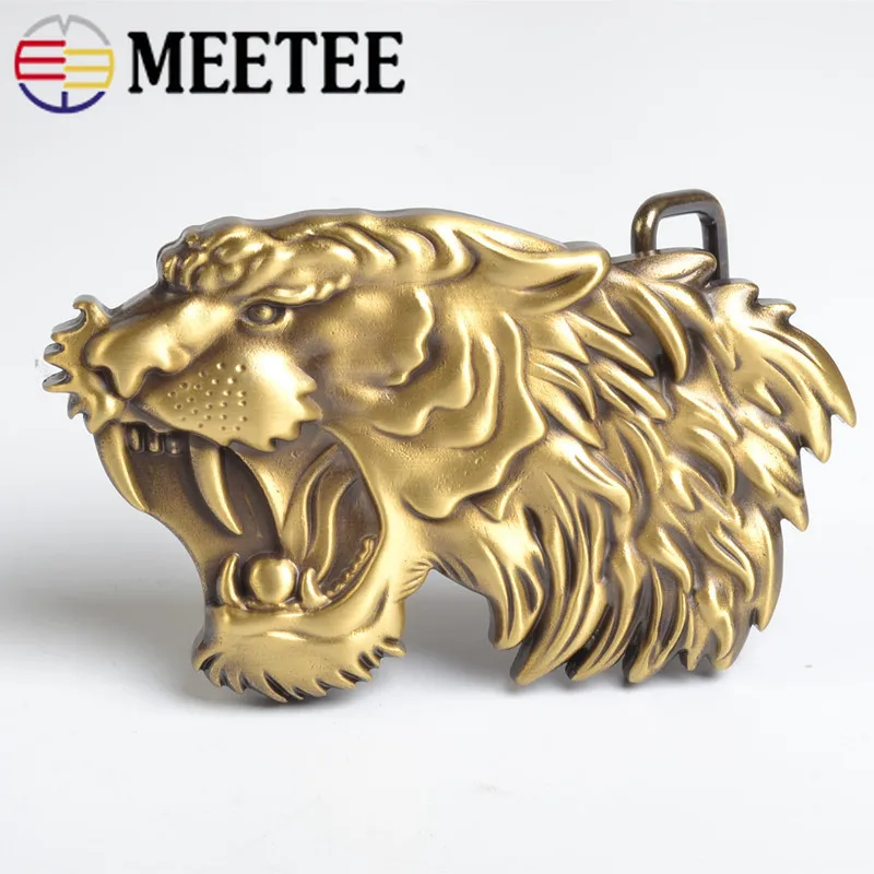 1 шт. Meetee головки с тигром твердая латунная металлическая пряжка для мужчин и