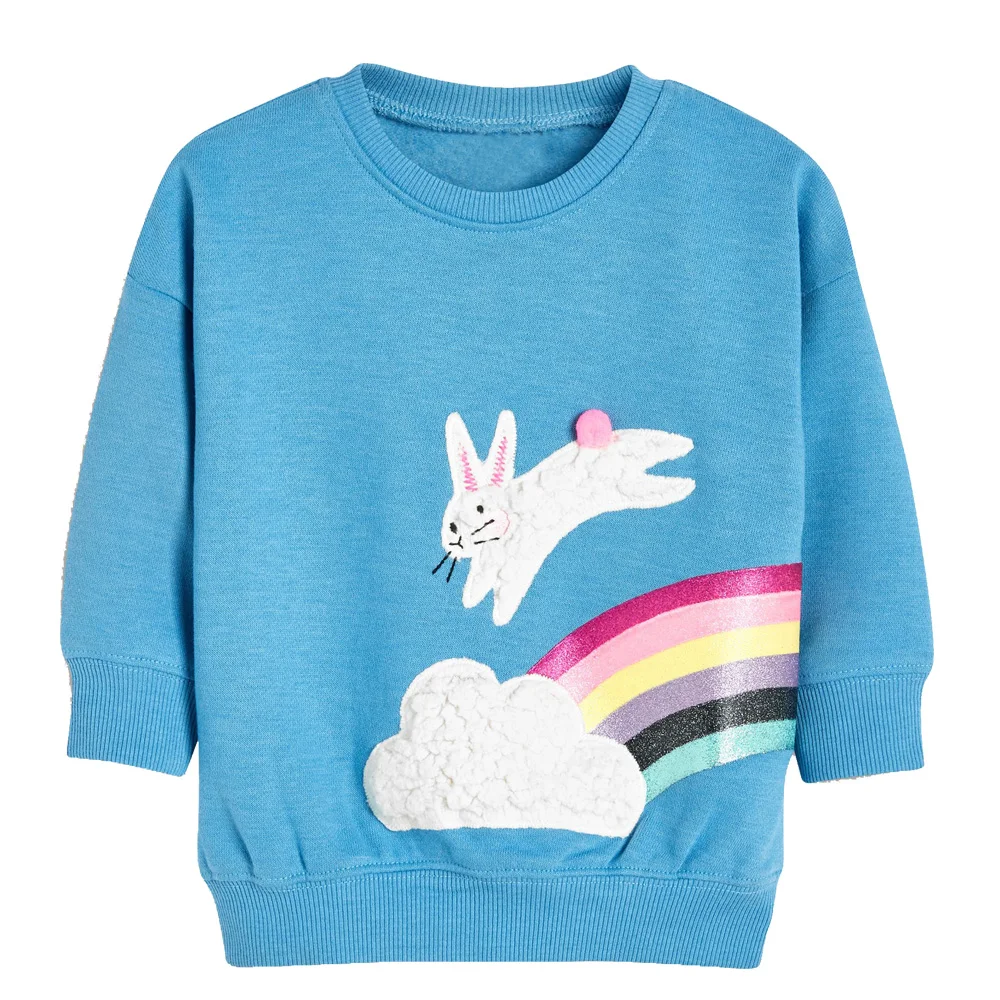 Unicorn Hoodies Baby Girl Clothes Rainbow Applique Children Pullovers for Girls Sweatshirts Autumn Winter Kids Long Sleeve Tops