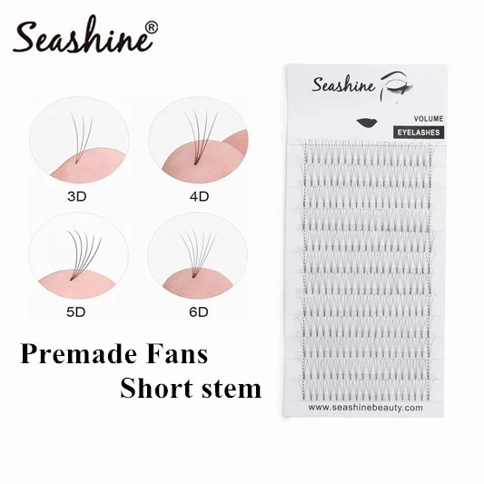Удлинители для ресниц Seashine Индивидуальные ресницы предварительно сделанные фен для придания объема макияжа красоты короткие Стволовые накладные ресницы 3D-6D Premade