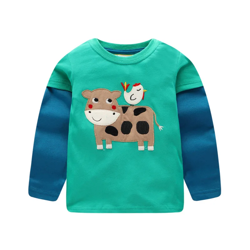 CENKIBEYRA/Одежда для маленьких мальчиков футболка с длинными рукавами детские Осенние футболки с аппликацией для мальчиков и девочек хлопковая одежда