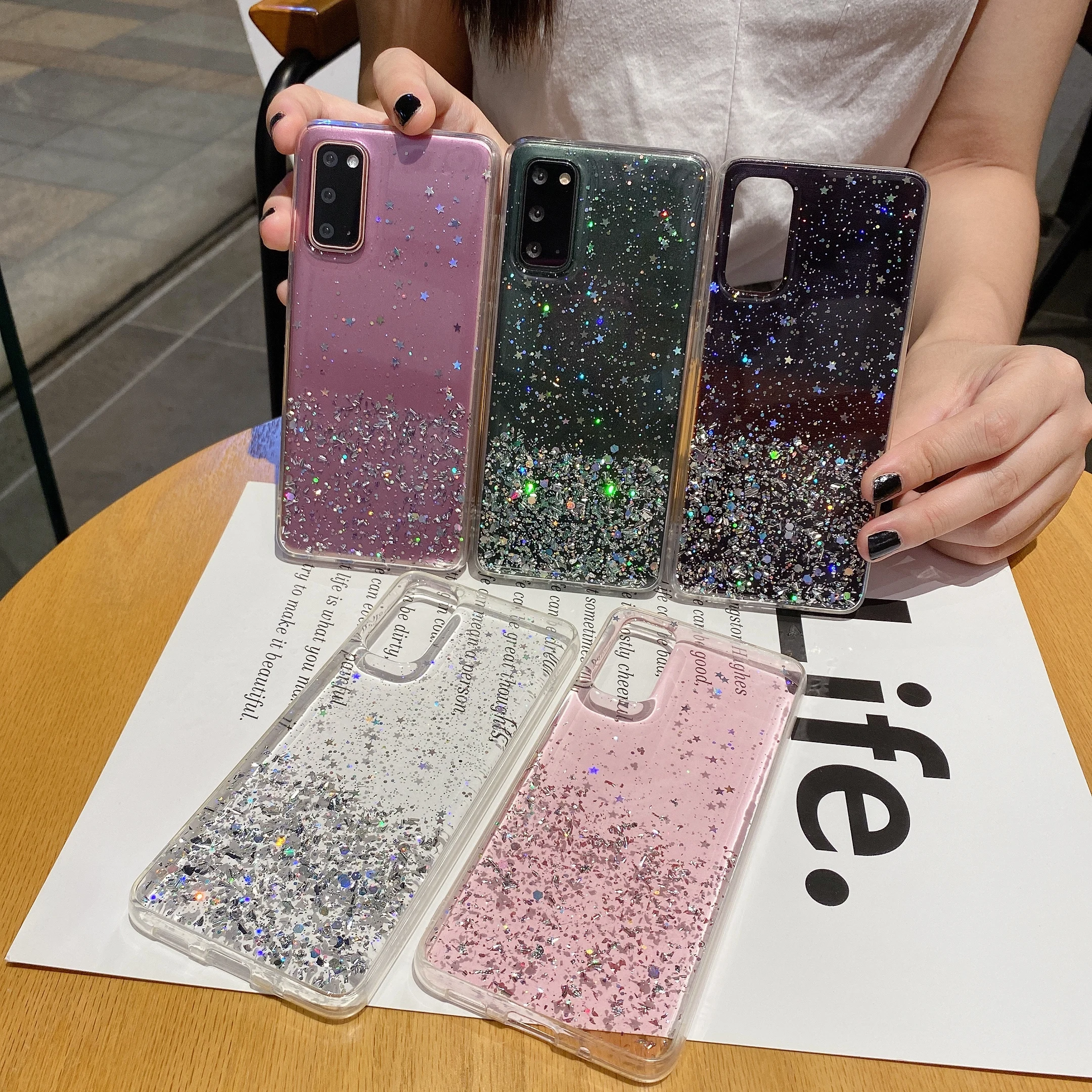 Soft TPU Phone Case For Samsung Galaxy M10S M20 M30S M40 M60S M80S M01S M11 M21 M31 J2 J4 J6 J7 J8 Prime G530 Glitter Cover | Мобильные
