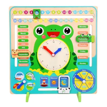 

Montessori Wooden Toys Baby Weather Season Calendar Clock Time Cognition Preschool Educational Teaching Aids Toys For Kids