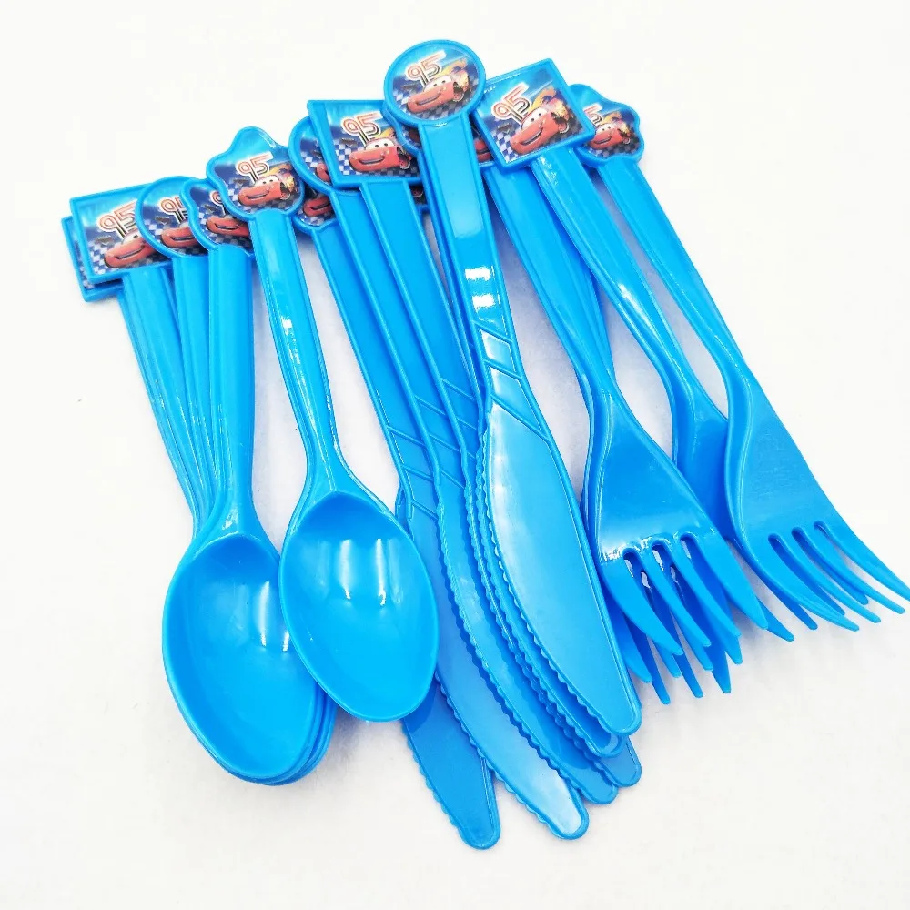

30pcs/set Lightning Mcqueen Forks And Knifes Spoons Birthday/Christmas Party Decoration Boys Party Supplies Kid Favors
