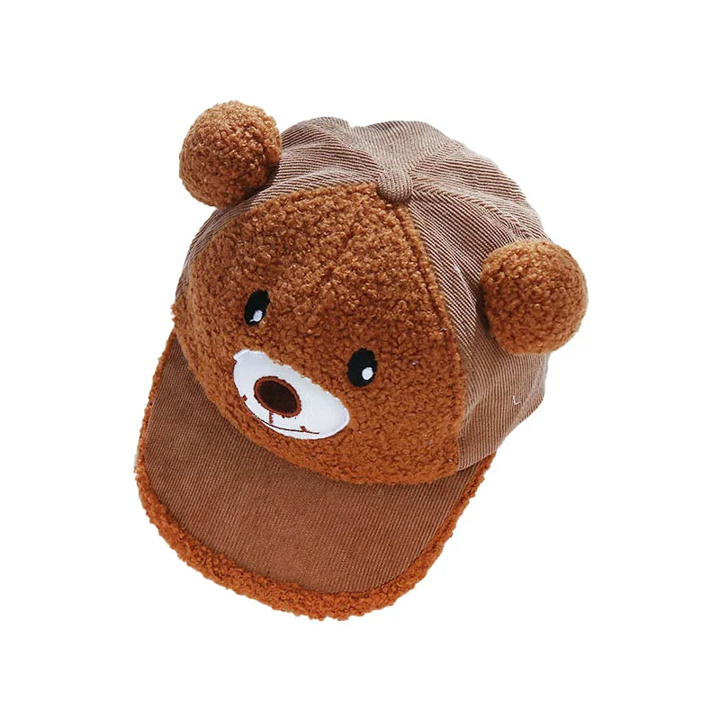 New Arrived Baby Cap Autumn Cartoon Bear Caps Kids Boys Girls Hats Infant Toddlers Baseball Hat Photography Props Beret - Цвет: Brown