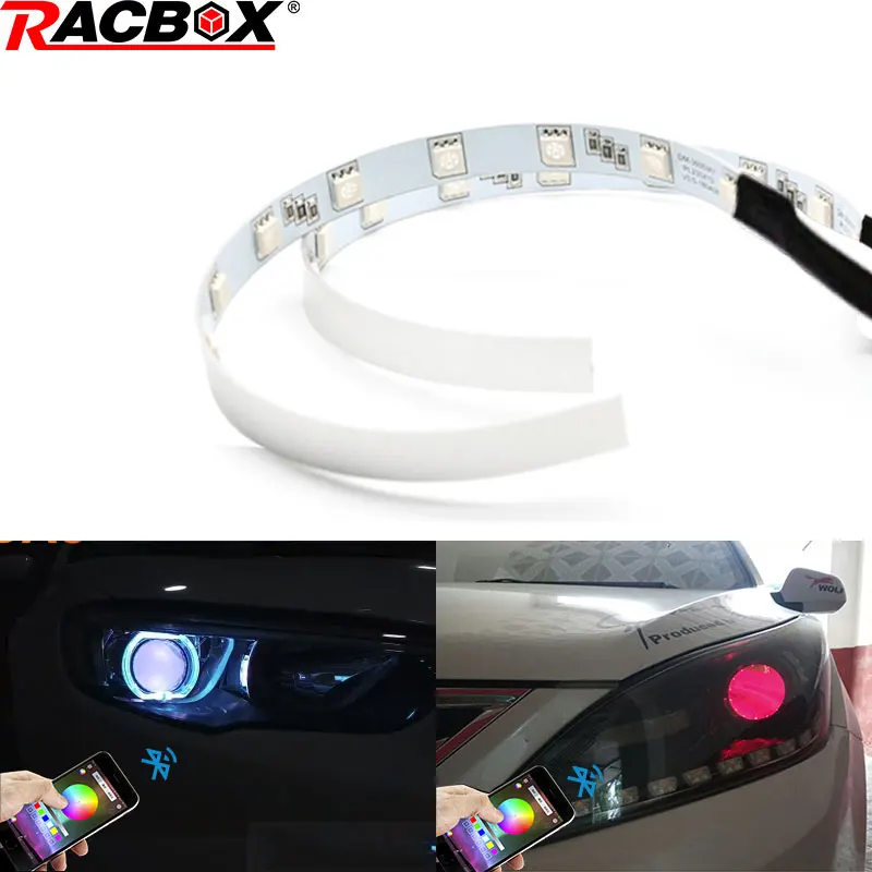 Пара RGB многоцветные кольца Halo 360 градусов Led Demon Eyes для управления приложением devil eyes проектор налобный фонарь модифицированный 12 В