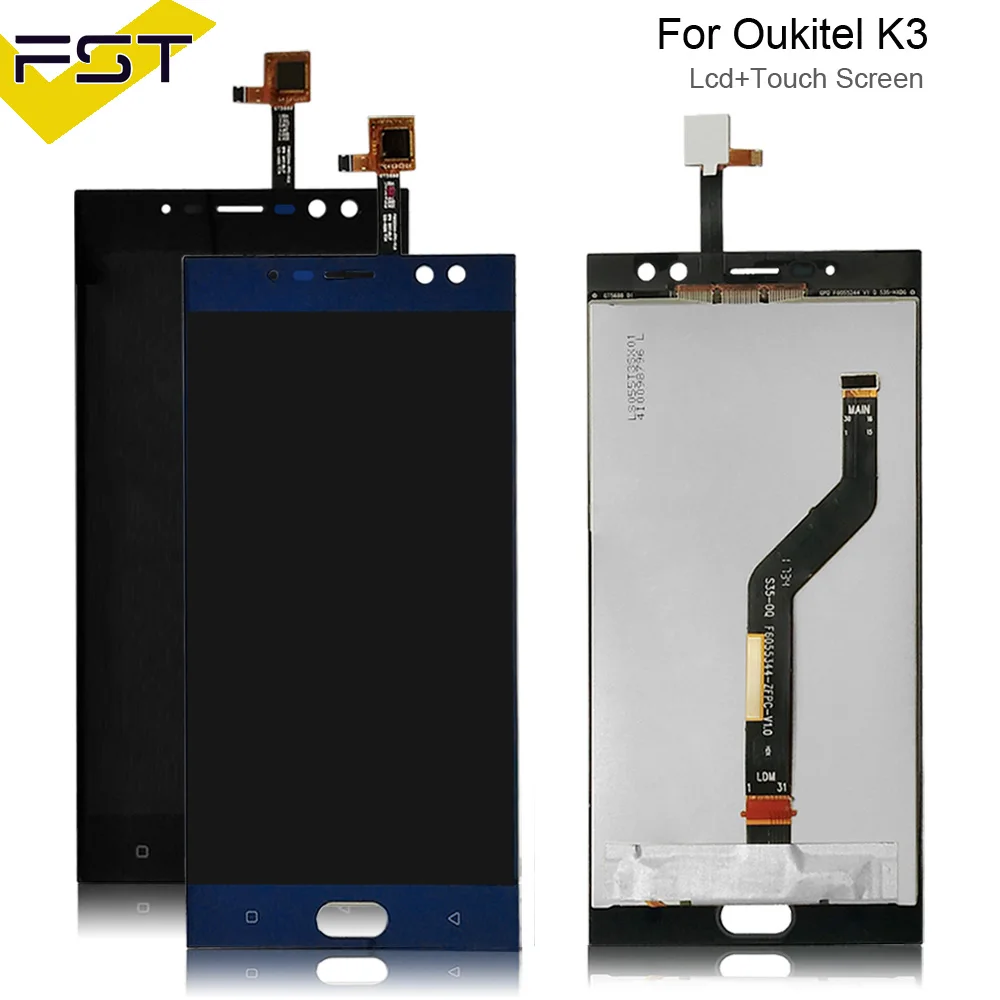 Дешево 5,5 для Oukitel K3 ЖК дисплей + кодирующий преобразователь сенсорного экрана в сборе 100% протестированный ЖК дигитайзер стеклянная панель Замена ...