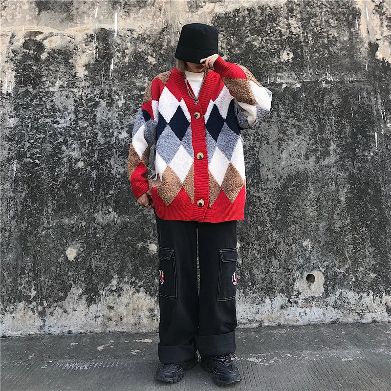 Зимний толстый мужской кардиган, теплый модный контрастный цвет, повседневный вязаный свитер с v-образным вырезом, мужская уличная куртка, свободный свитер, Мужское пальто