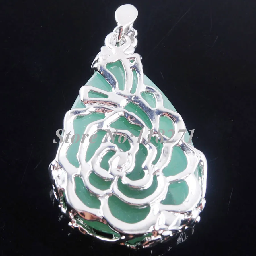 WOJIAER Aventurine Висячие остроконечные Рейки Чакра бусы с подвеской Серьги Цепочка 18 дюймов набор ювелирных изделий PQ3072