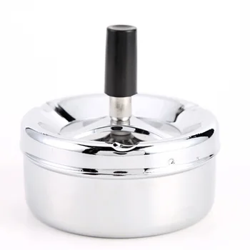 

Accessories Stainless Smoking Steel Ashtray Round Push Down Cigarette Ashtray with Rotating Tray DC156