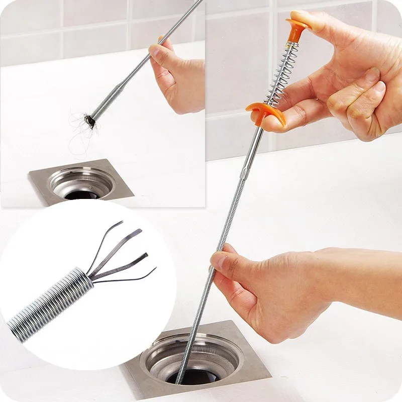 

Drain Snake Hair Clog Remover Spring Grip Tool For Home Garden Usage 60cm 4 Claw Flexible Long Reach Pick Up Tool