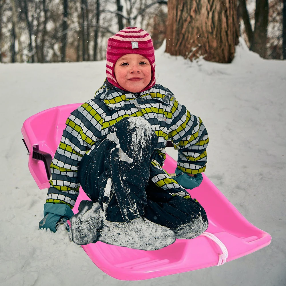 Large Kids Adults Snow Sledge Sleigh Sled Toboggan Pull Rope Downhill Board Boys Girls Winter Outdoor Fun Toy Gift Present