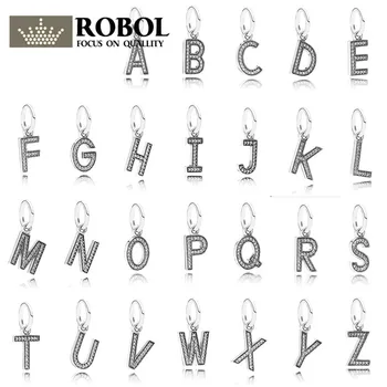

PDB DZ 29 RLLEN 925 Sterling Silver 26 individual Letter Swing With Cubic Zirconia Charm Collocation Birthday Pendant Gift
