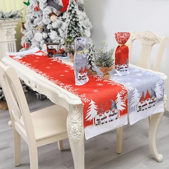 

Christmas Forester Table Runner Cartoon Print Table Flag Tablecloth Placemat for Banquet Festival Party Catering Hotel Decor