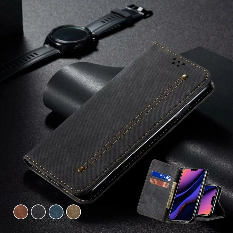 Магнитный чехол из джинсовой кожи для iPhone 12 11 Pro MAX Mini SE XR X XS 8 7 бумажник Samsung S20 S10E S10