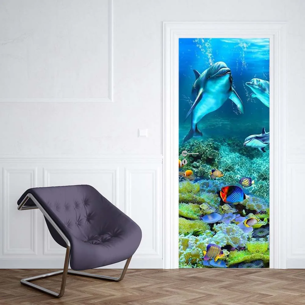 Mural DIY Decal Creative PVC Underwater World Door Sticker Self Adhesive Print For Renew Art Picture Home Decoration Girls Room