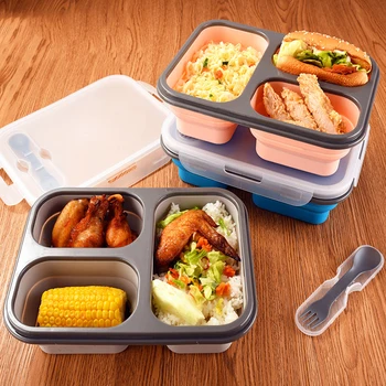 

1100ML Silicone Lunch Box Large Capacity Portable Collapsible Bowl Lunch Bento Box Folding Lunchbox