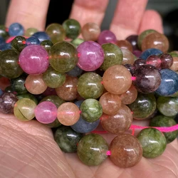 Natural Gemstone Beads for DIY Jewelry Crafting - Amethyst, Lava, Turquoise, Agate, Jade, Garnet, and Quartz (Colorful Tourmalines)