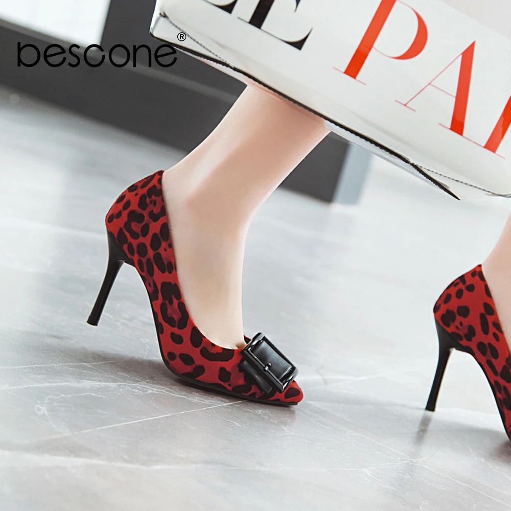 

BESCONE Pointed Toe Women Pumps Fashion Shallow Handmade Pointed Toe Thin Heel Shoes Mature Super High Heel Ladies Pumps BM233
