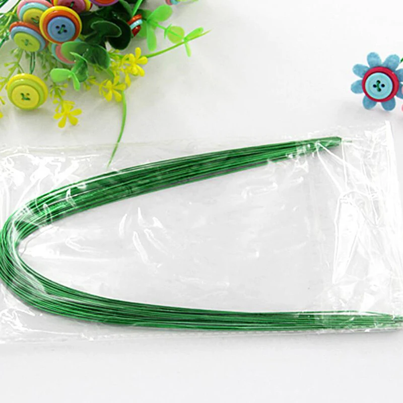 40PCS 40cm Length Paper Coated Green Iron Wires For DIY Nylon Flower / Flower Material Hand-made DIY