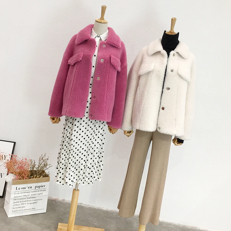 

DASSWEI Sheep Shearing Fur Coat Woman Winter Jacket 2019 New Fashon Short Turn Down Collar Overcoat Female Warm Coats oversize