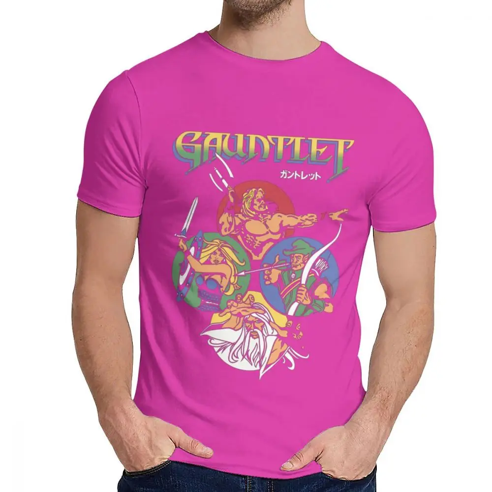 Для мужчин футболка аркадная старошкольная игра 1985 Gauntlet хороший хлопок модный мужской o-образный Вырез Винтаж La Camiseta - Цвет: Фуксия