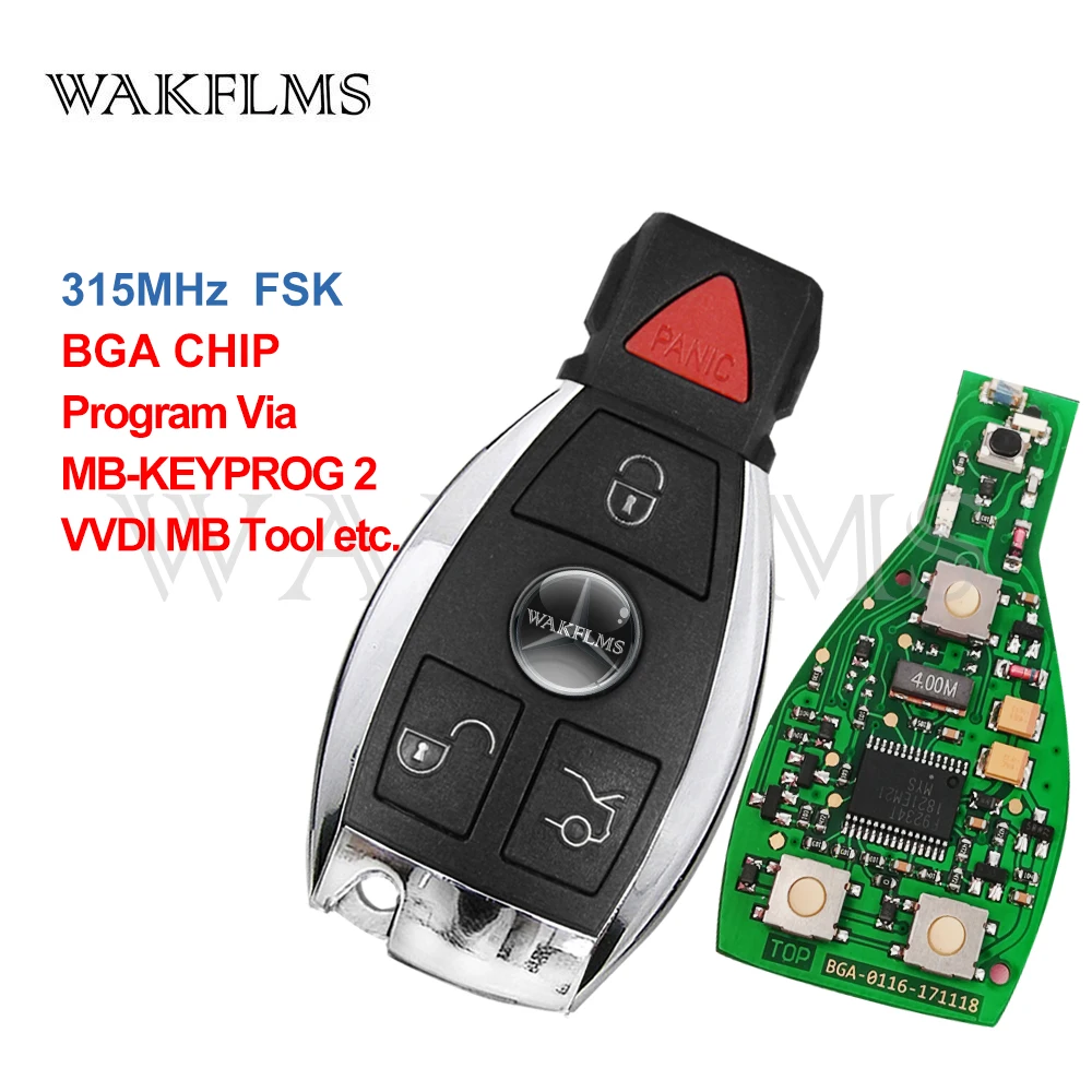 BGA&NEC For Mercedes Benz A B C Class W204 W203 W205 Vito C200 W163 A200 2000+ 315MHz 4 Button Smart Remote Key Card