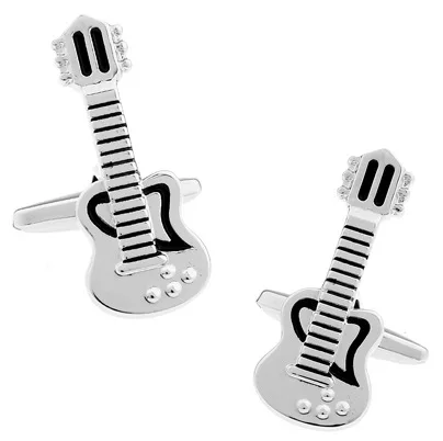 

[Cufflinks Currently Available Cufflinks Embryo] Black And White with Pattern Guitar Cufflinks DA7131 Excellent Craft Customizab