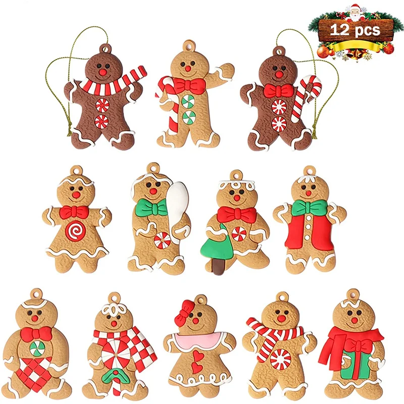 1 Set Gingerbread Man Ornaments for xmas Tree Decorations,Tall Gingerman Hanging Charms Xmas Tree Ornament Holiday Decor