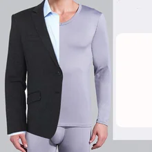 Мужское термобелье наборы мужское зимнее теплое нижнее белье с круглым вырезом костюм брюки мужские тонкие зимние кальсоны L-3XL