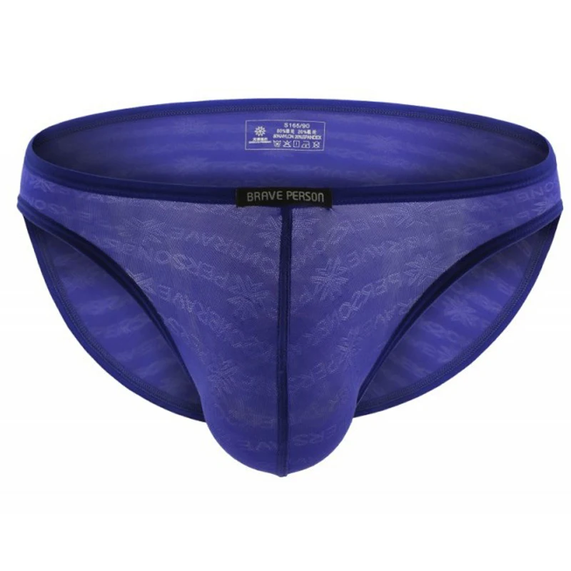 hot Brave Person Underwear Men's Briefs Transparent Mesh Sexy Underpants men's printed briefs jockstrap gay