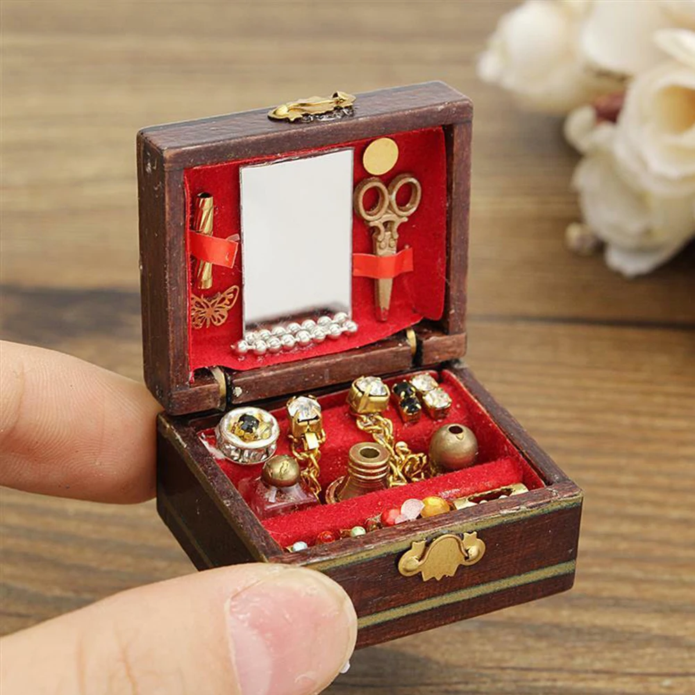  Furniture Toy Dressing Table Luxury Classical Ornament Kids Mini 1/12 Miniatures Decoration Doll Ho