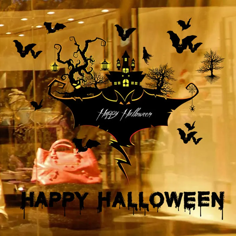 2pcs Home Decoration Halloween Wall Stickers Holiday Wall Stickers for Kids Rooms Pumpkin Pattern Background Decor for Party
