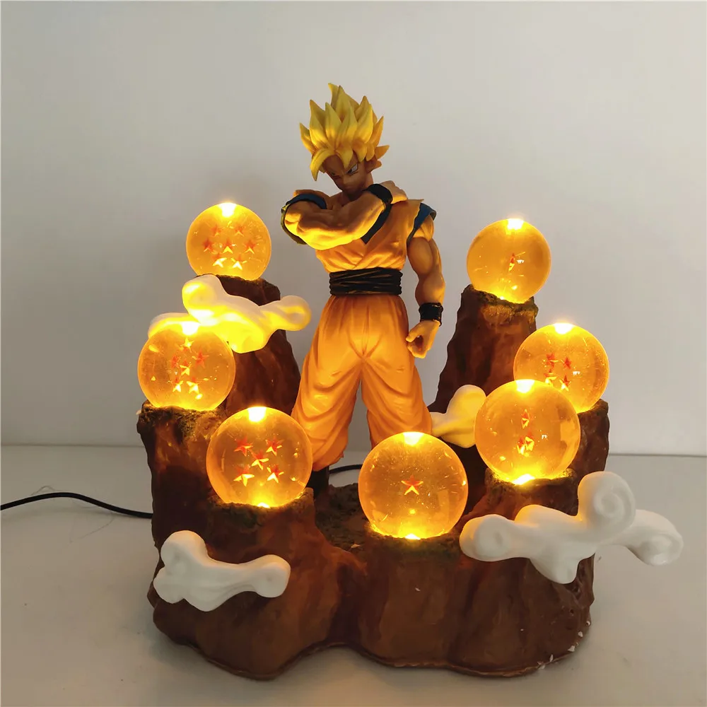 Anime Figure Dragon Ball Z Son Goku DIY LED Set Resolution of Soldiers #57 Action Figma Light Toys Collection Xmas Gift for Kids
