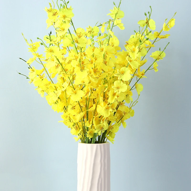Желтый цветок искусственные шелковые цветы орхидеи 31 голова 90 см красивое свадебное украшение поддельные цветы для домашнего декора