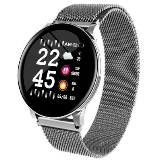 Steel Silver W8 Смарт-часы монитор сердечного ритма, погода, прогноз, фитнес-часы, напоминание о звонке, водонепроницаемый Bluetooth, смарт-браслет, S9, часы для мужчин - Цвет: Steel Silver