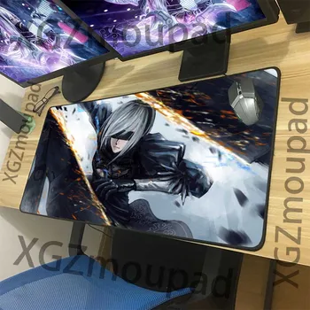 

XGZ Large Mouse Pad Precision Lock Edge Cold Killer Anime NieR: Automata Computer Desk Mat Rubber Non-slip for Lol Csgo Gamer