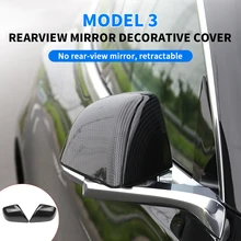

2PCS Carbon Fiber Side Rearview Mirror Anti-Scratch Protective Cap Cover For Tesla Model 3 2017-2021 Car Exterior Accessories