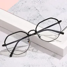 SEEMFLY Мужские Винтажные анти синий светильник очки оправа круглая Женская линза близорукость оптическое зеркало простые металлические прозрачные оправы для очков