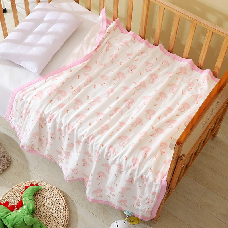 150 см Детские муслиновые пеленальные одеяла 6 слоев муслиновые одеяла пеленки для новорожденных Манта Bebe Recien Nacido - Цвет: Pink Swan