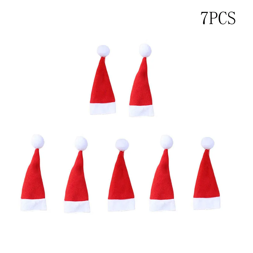 

7PCS Christmas Decorative Tableware Fork Set Christmas Hat Storage Tool Christmas Decorations For Home Navidad C3096