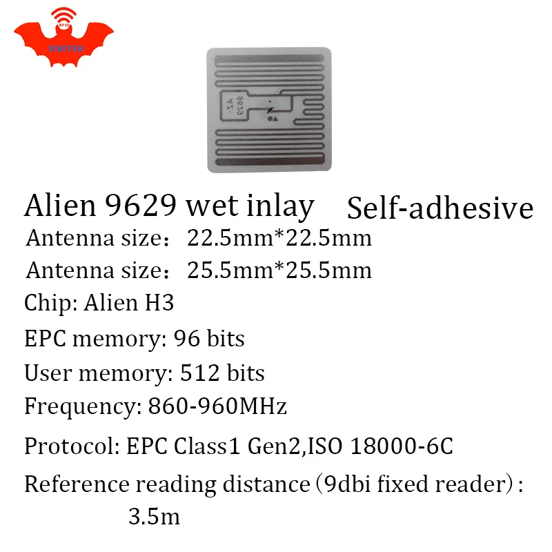 UHF rfid метка наклейка Alien 9629 влажная инкрустация 915 МГц 900 868 860 960 Higgs3 EPCC1G2 6C умный