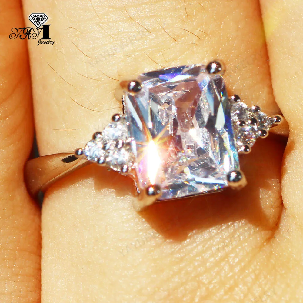 Ювелирные изделия yayi Мода Принцесса Cut 6.2CT белый циркон серебряный цвет обручальные кольца для влюбленных вечерние кольца 1112