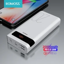 ROMOSS Sense6PS+ 20000mAh Power Bank USB C Powerbank 20000mAh Quick Charge 3.0 Portable External Battery For Xiaomi iPhone