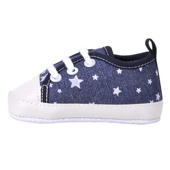 

Boys Girls Baby Canvas Lace Up Crib Shoes Soft Soled Sneakers Prewalker Shoes 0-18M